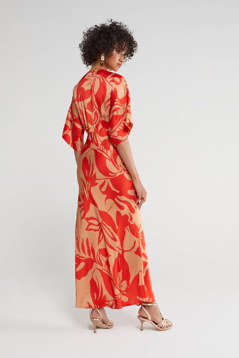 ottod'Ame Printed viscose V-neck long dress Moda
