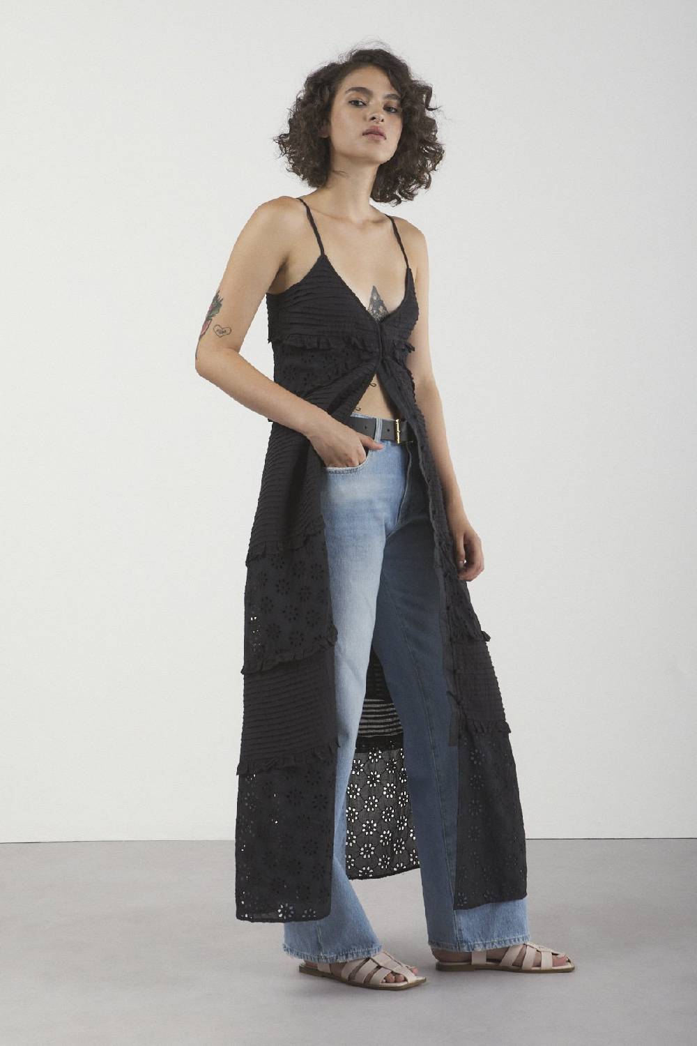 ottod'Ame Broderie anglaise long dress with ruffles In Linea