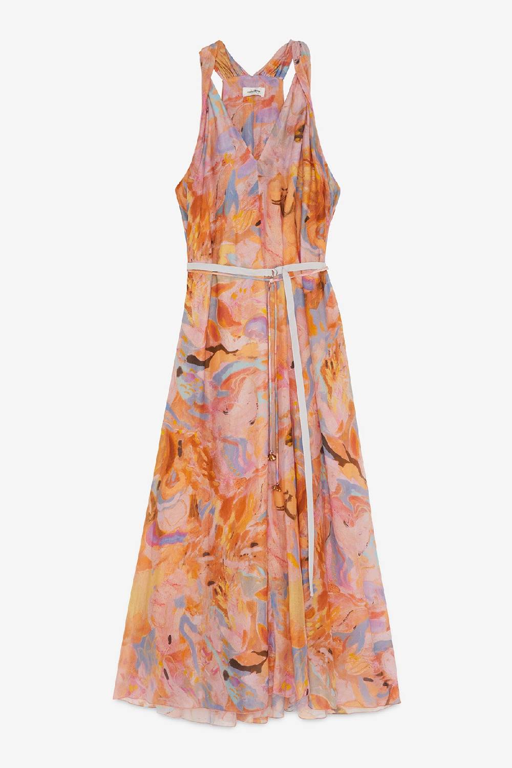 ottod'Ame Silk blend long dress with foulard neckline Sconto