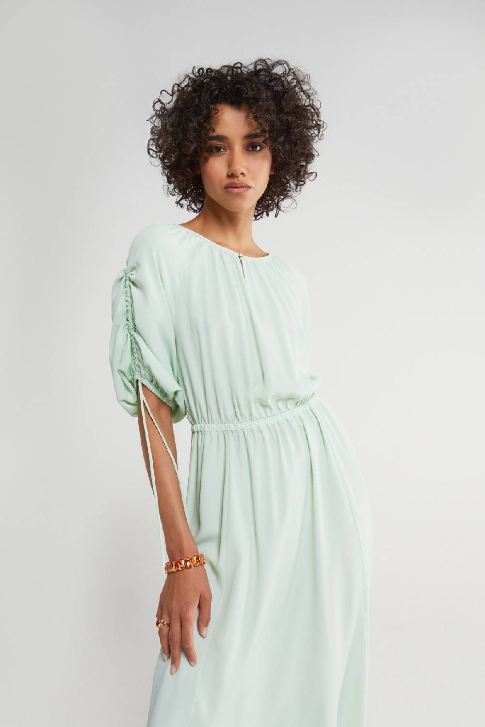 ottod'Ame Silk blend midi dress with drawstring Offerte