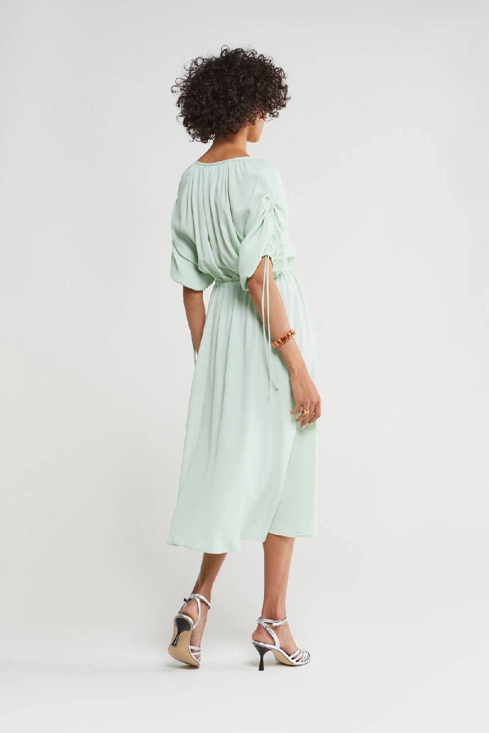 ottod'Ame Silk blend midi dress with drawstring Offerte