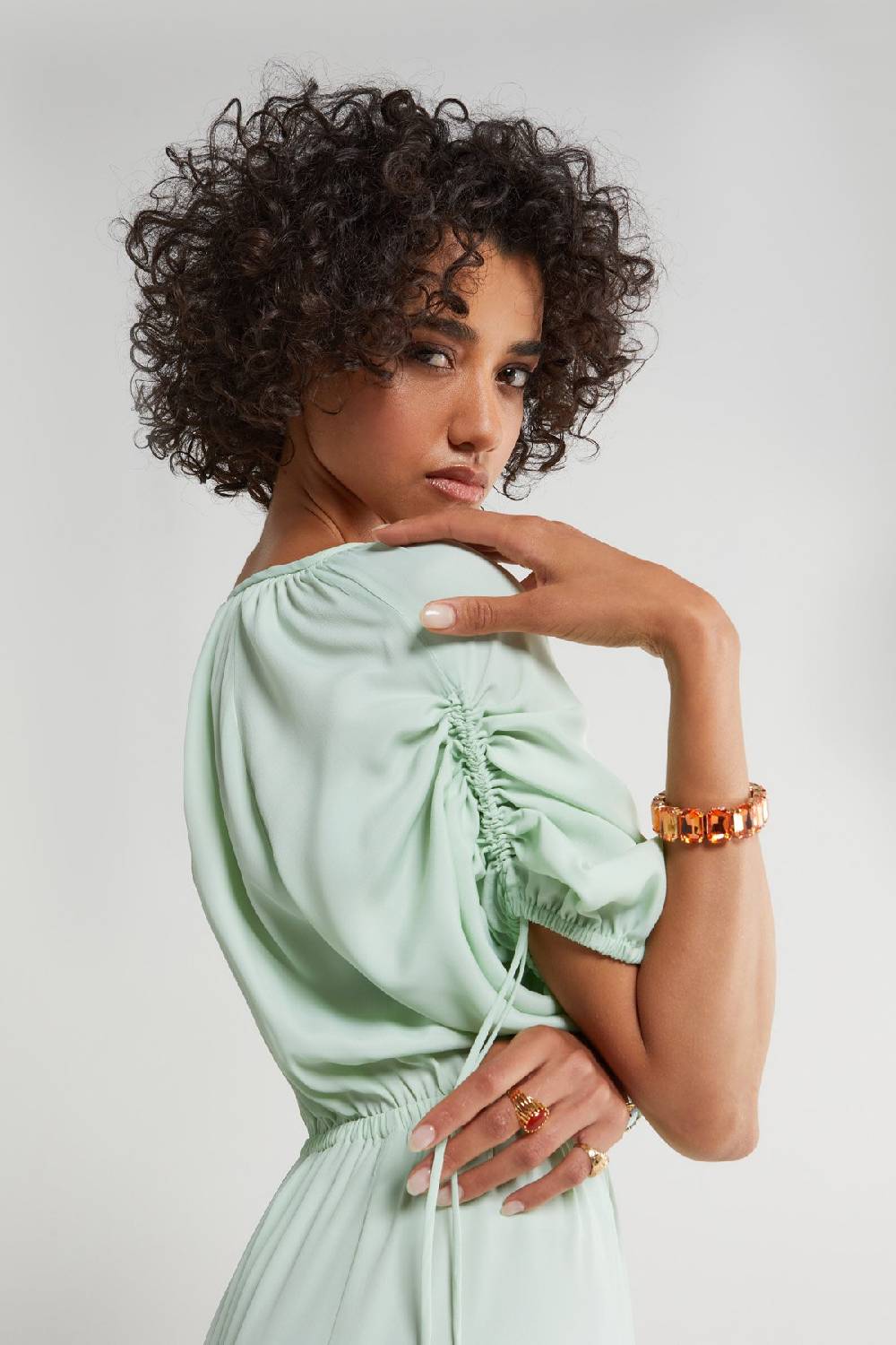 ottod'Ame Silk blend midi dress with drawstring Offerte