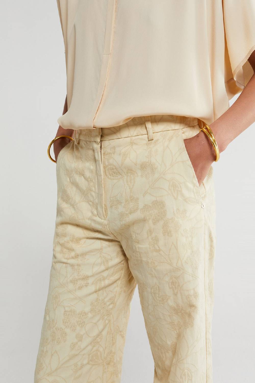 ottod'Ame Linen blend trousers with embroidery Spedizione Gratuita