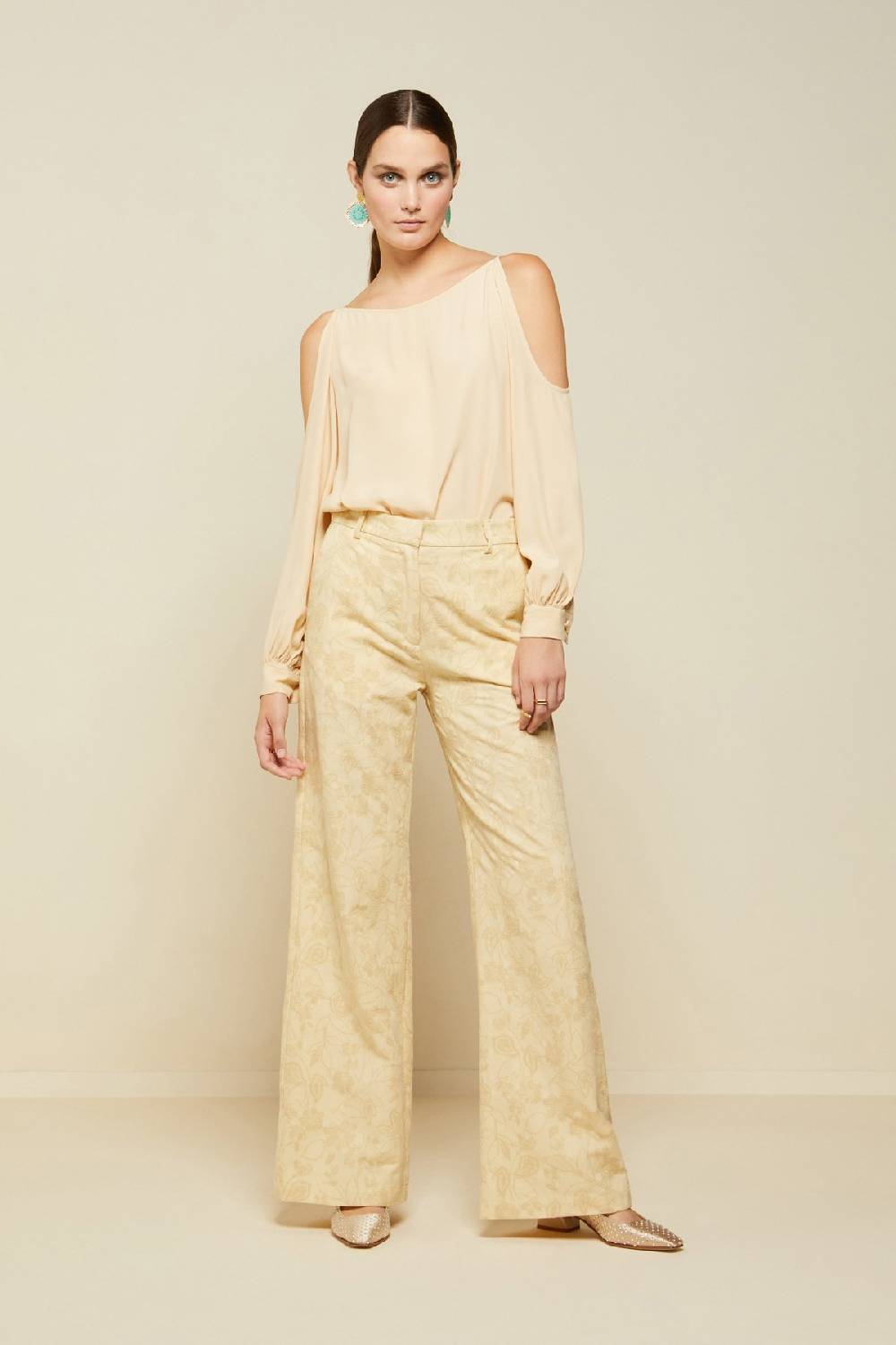 ottod'Ame Linen blend trousers with embroidery Spedizione Gratuita