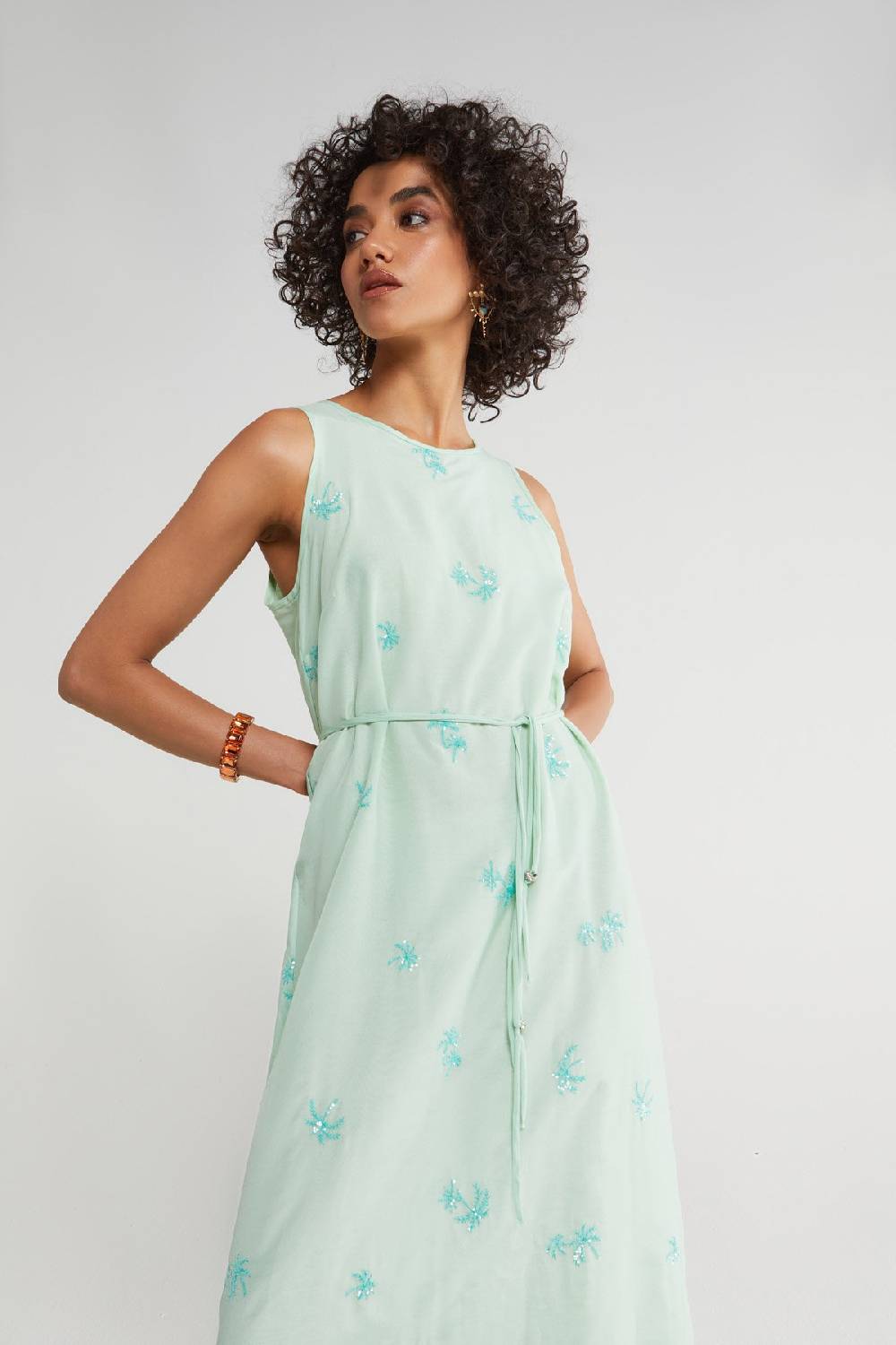 ottod'Ame Silk blend long dress with embroideries Sottocosto