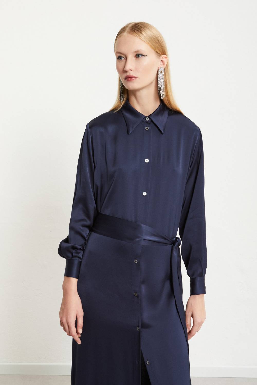 ottod'Ame Viscose long chemisier with sash Hotsell