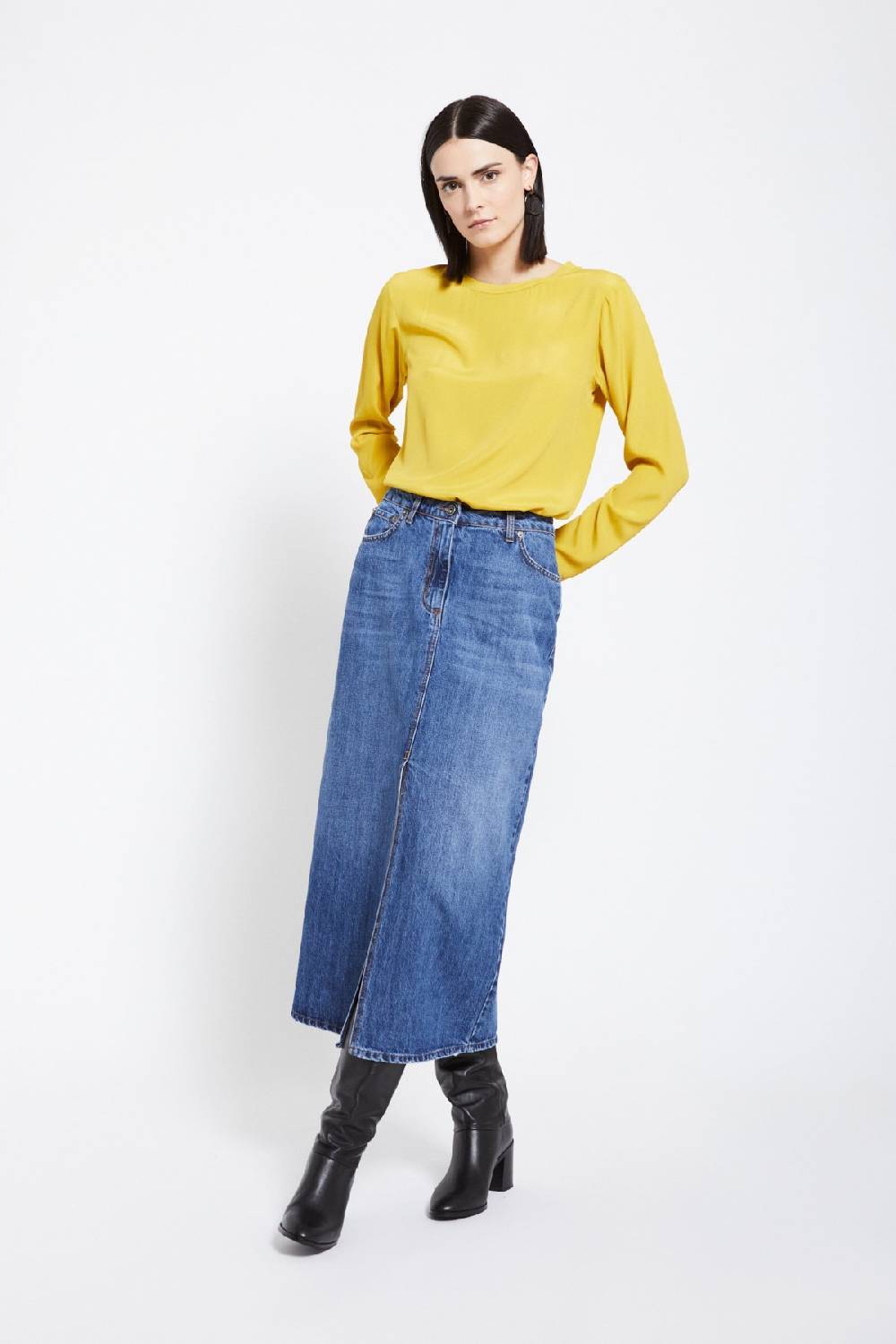 ottod'Ame Denim midi skirt Vendite Flash
