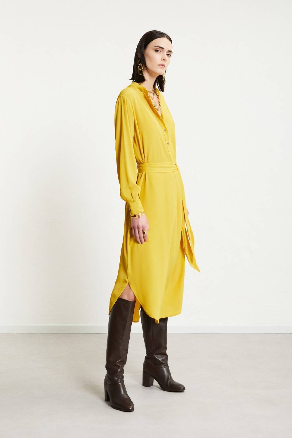 ottod'Ame Silk-blend midi dress with sash In Saldo