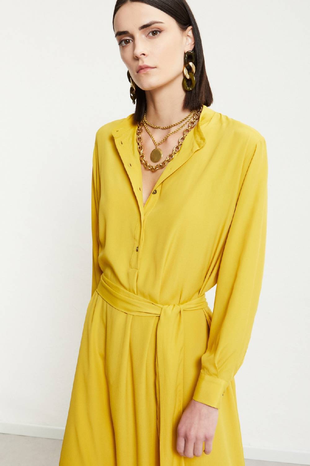 ottod'Ame Silk-blend midi dress with sash In Saldo