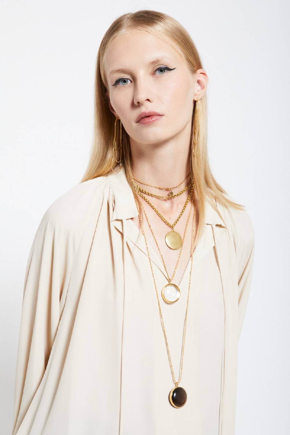 ottod'Ame Silk-blend blouse with drawstring Promozione
