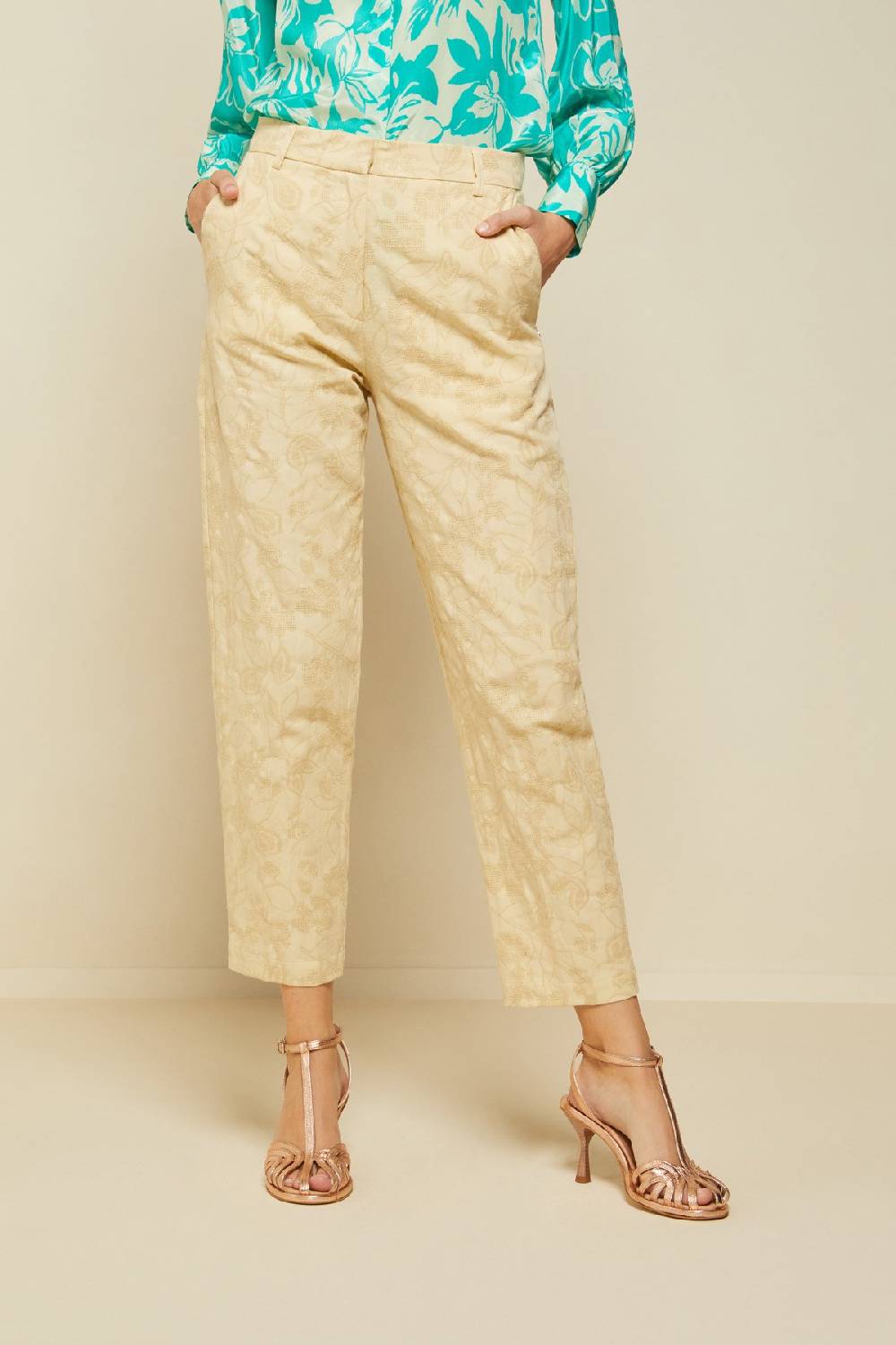 ottod'Ame Linen blend trousers with embroidery Consegna Veloce