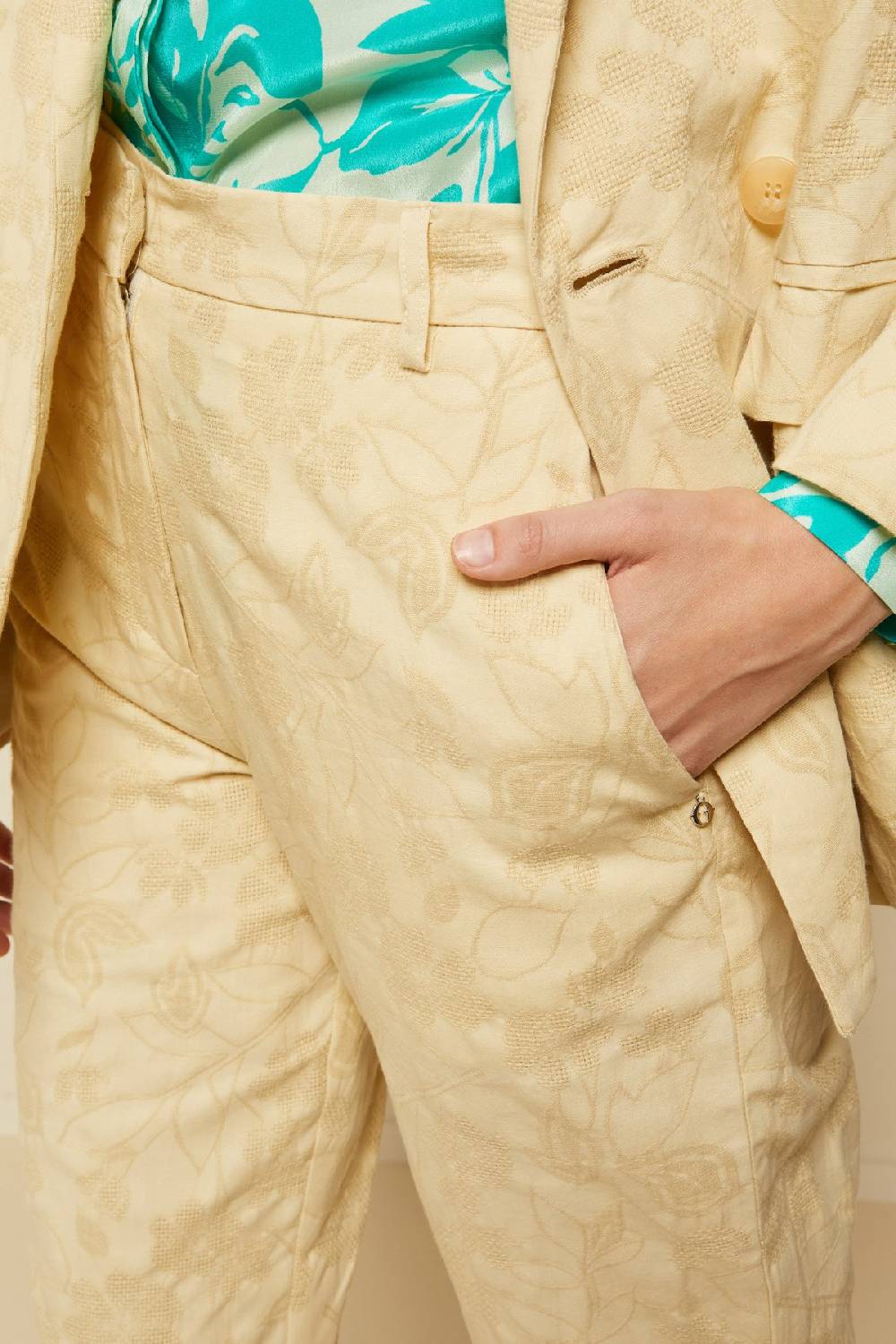 ottod'Ame Linen blend trousers with embroidery Consegna Veloce