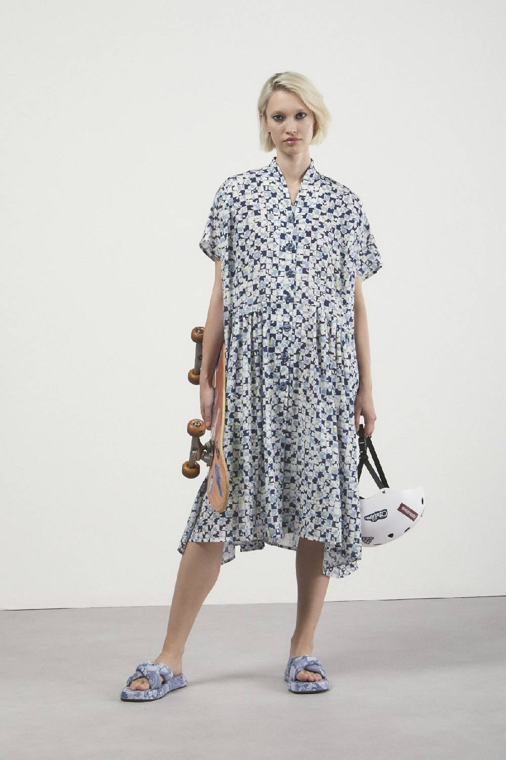 ottod'Ame Printed dress with pleated skirt Moda
