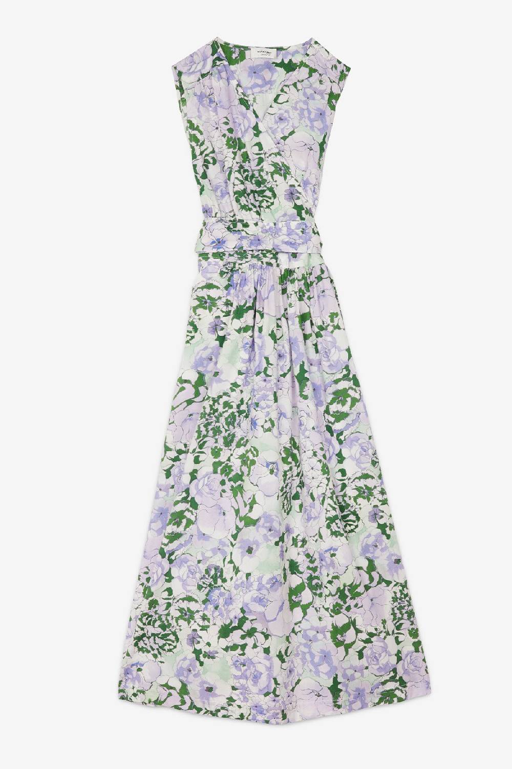 ottod'Ame Printed cotton long dress with criss-cross neckline Saldi Di Fabbrica