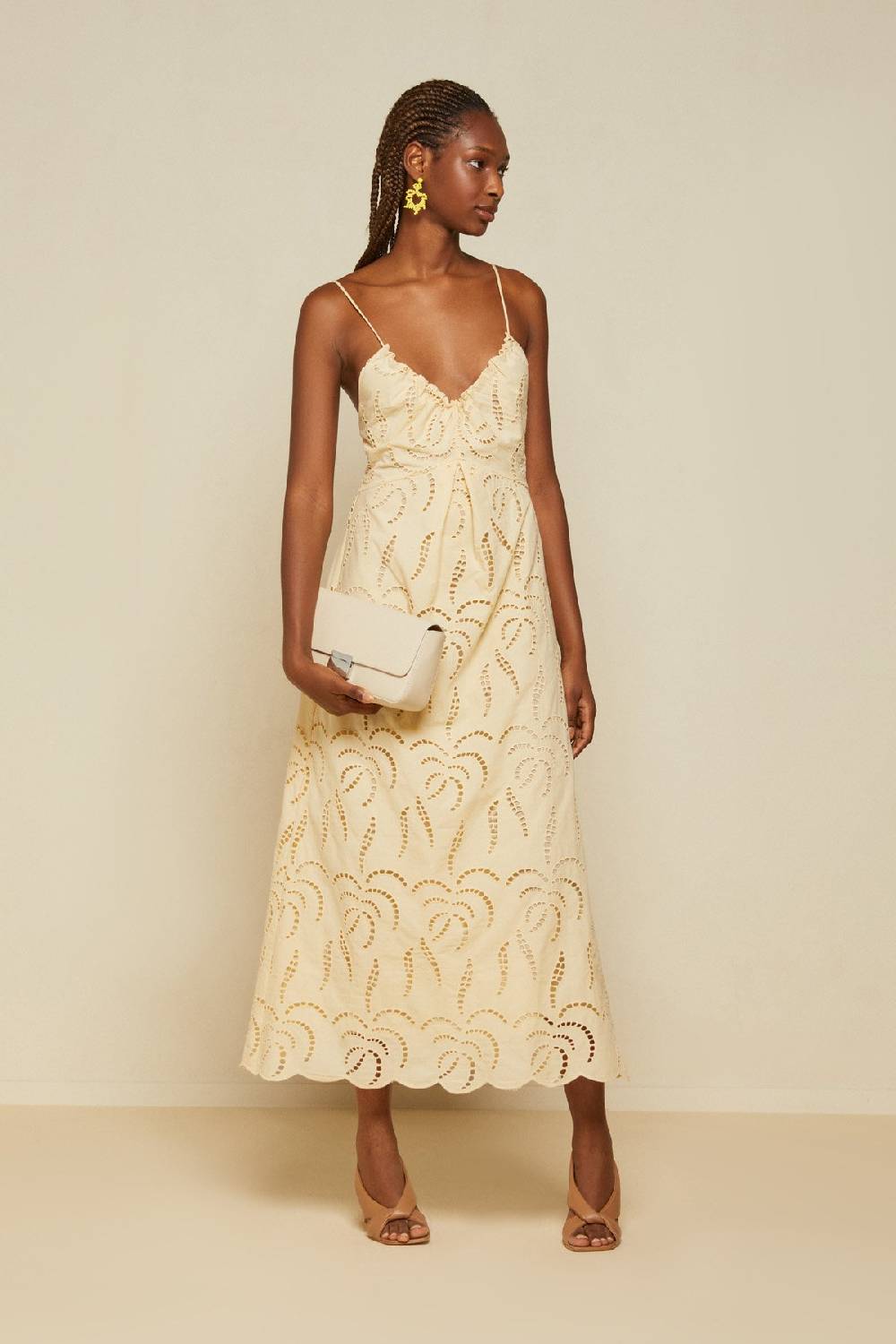 ottod'Ame Broderie anglaise long dress with neckline with bow Nuovo