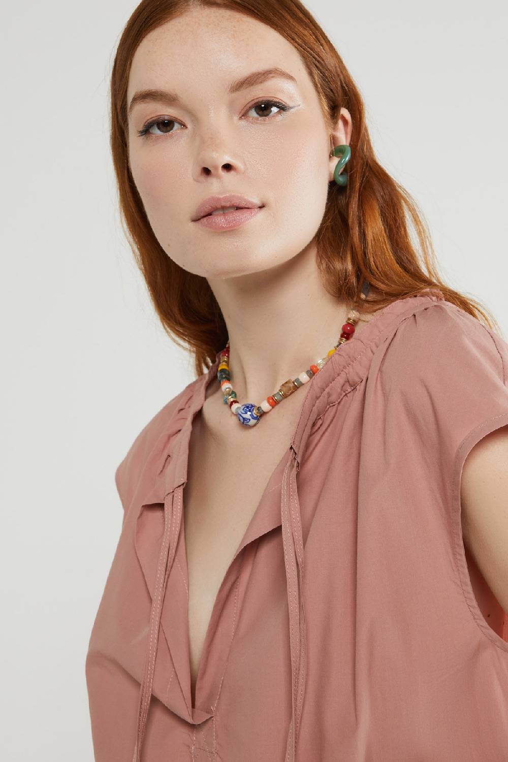ottod'Ame Poplin midi dress with drawstring Soddisfazione Garantita