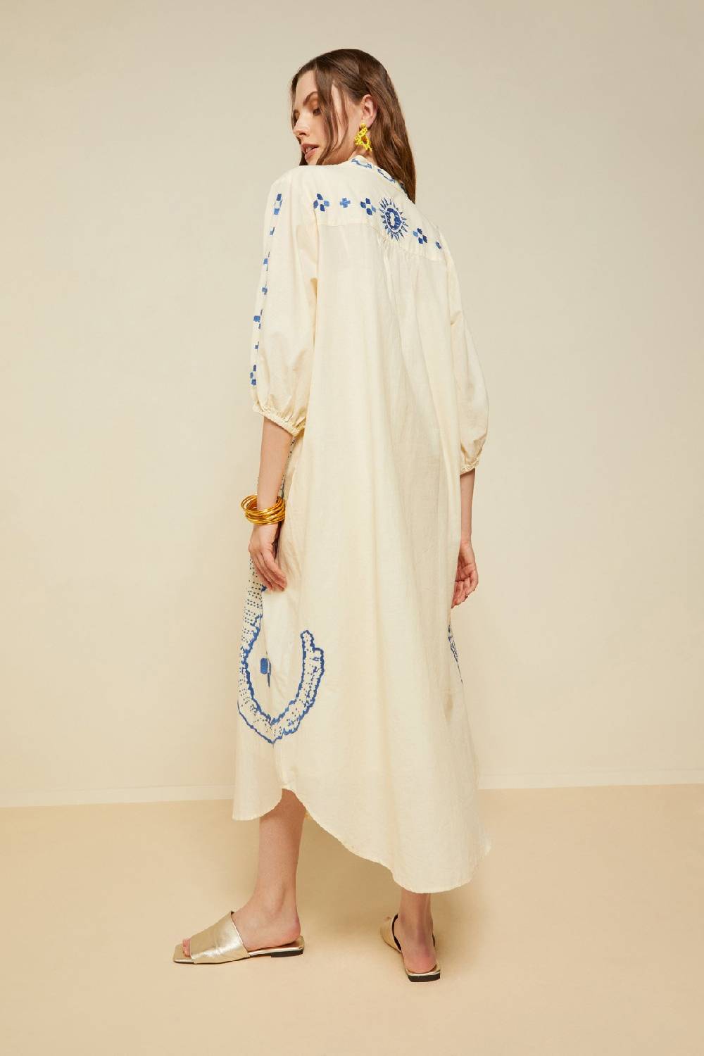 ottod'Ame Cotton kaftan long dress with embroidery Shopping Online