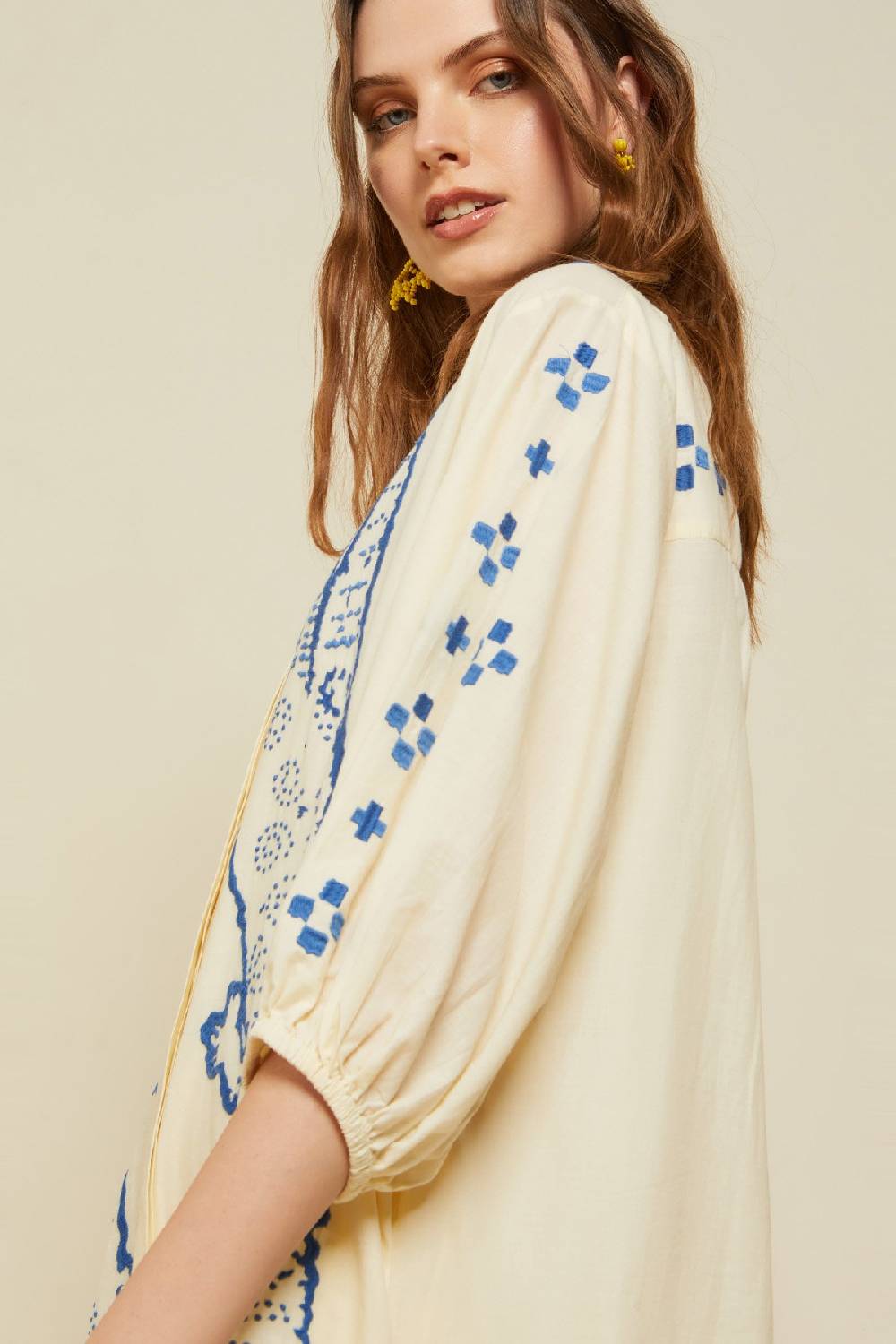ottod'Ame Cotton kaftan long dress with embroidery Shopping Online