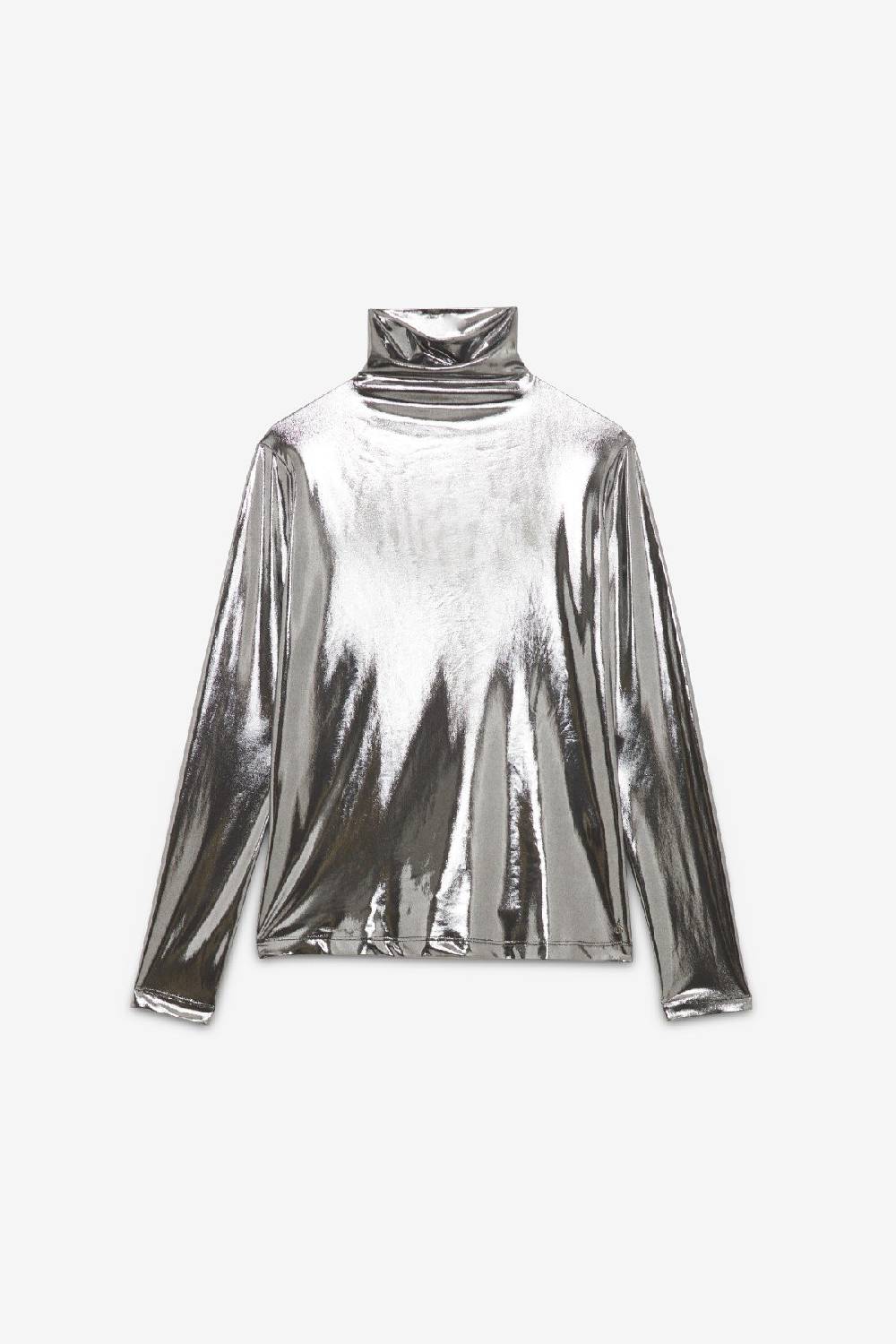 ottod'Ame Stretch turtleneck t-shirt with vinyl effect Comprare a buon mercato