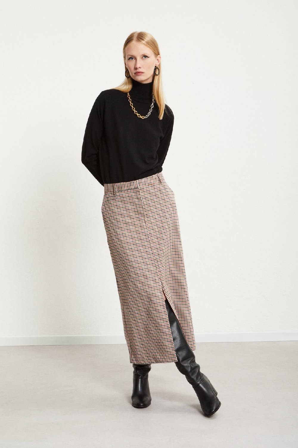 ottod'Ame Printed check long skirt Nuova