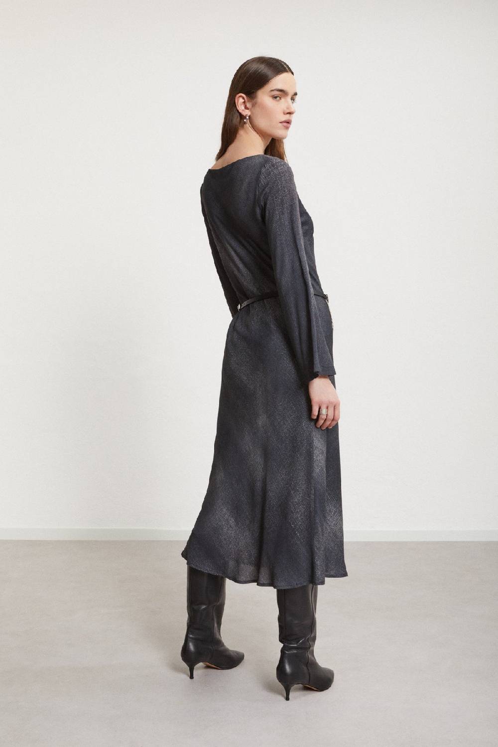 ottod'Ame Viscose midi dress with wide sleeve Qualità