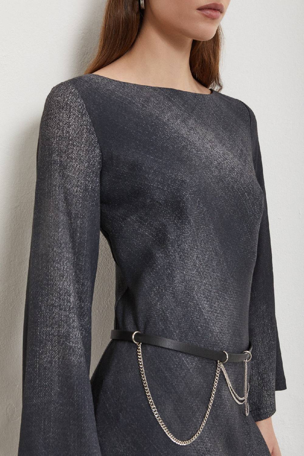 ottod'Ame Viscose midi dress with wide sleeve Qualità