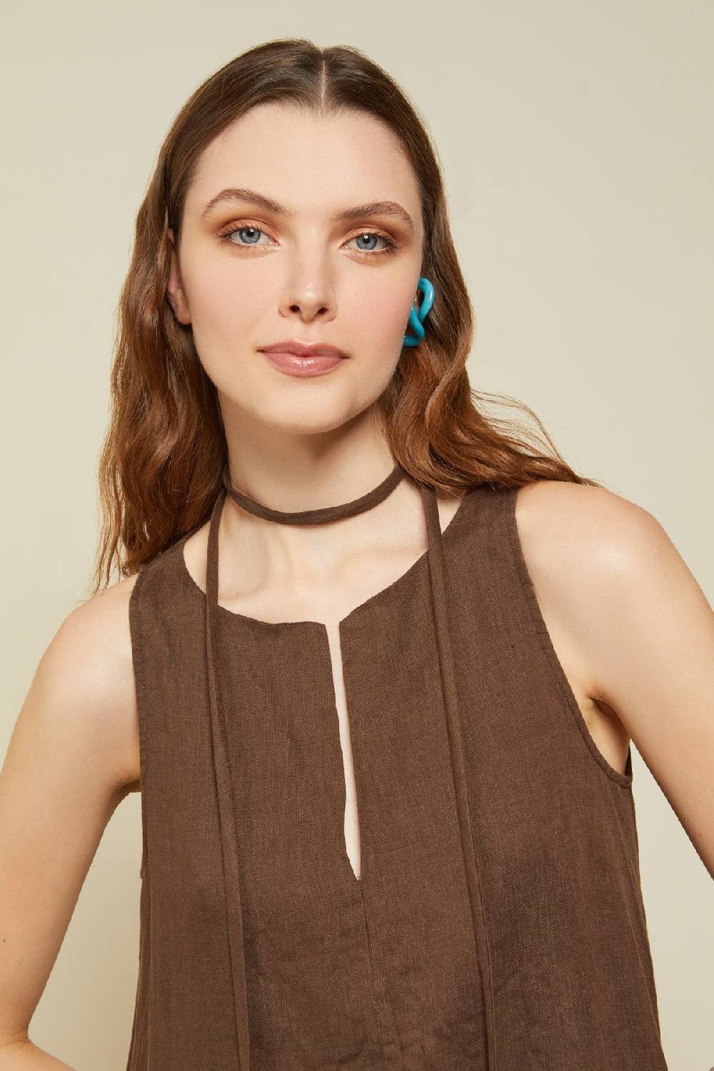 ottod'Ame Linen long dress with belt Saldi