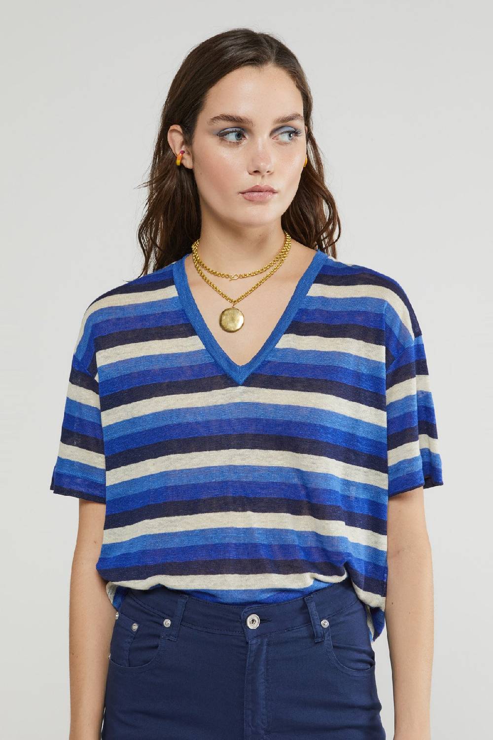 ottod'Ame Linen sweater with V neckline Nuova