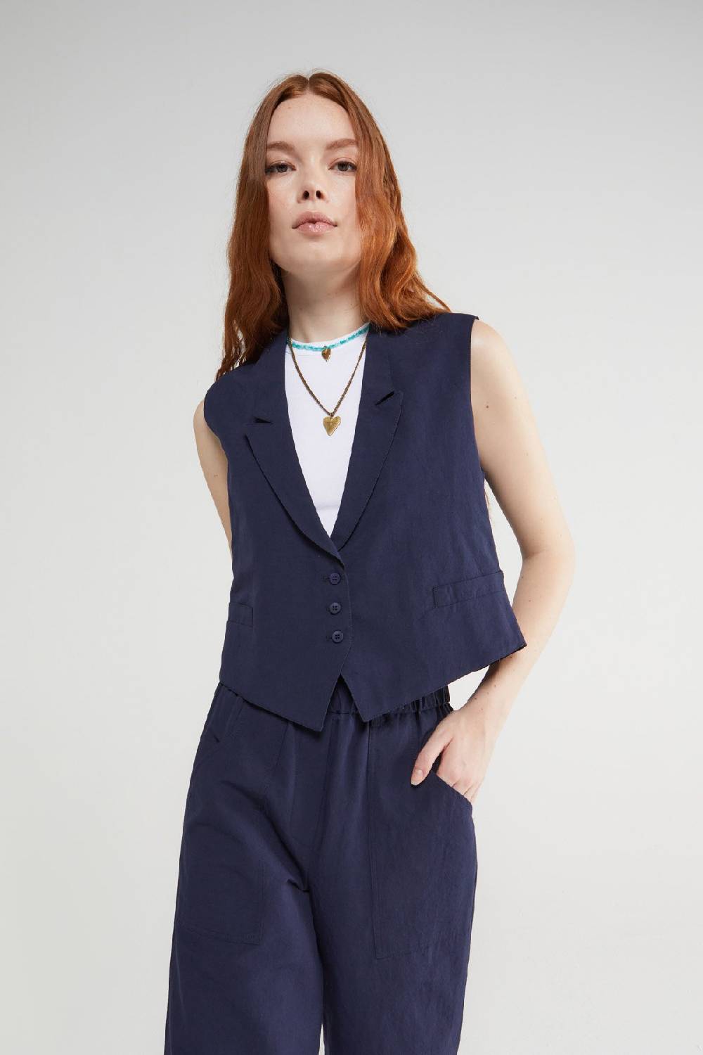 ottod'Ame Linen blend waistcoat top Italy