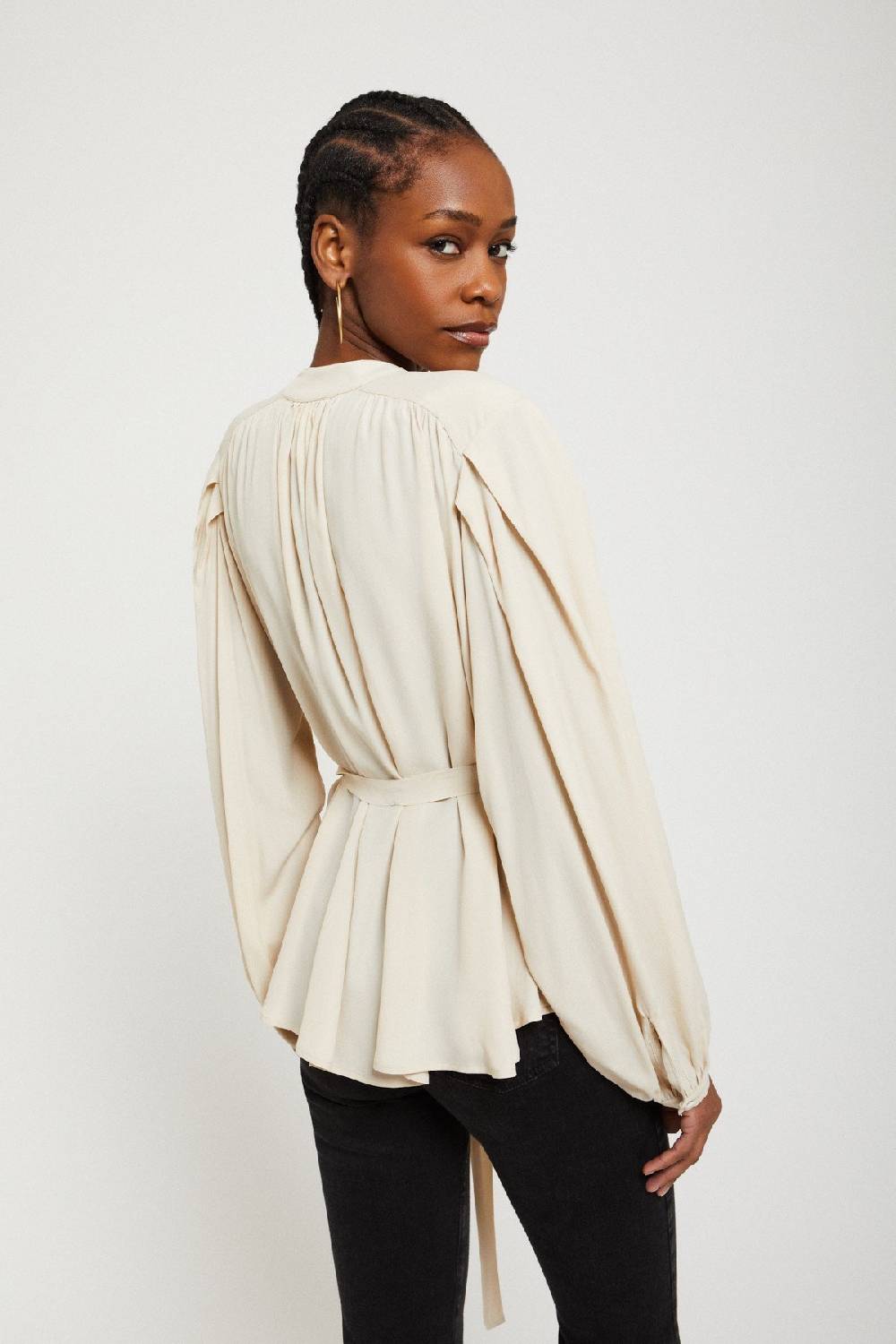 ottod'Ame Silk-blend draped blouse Nuovo