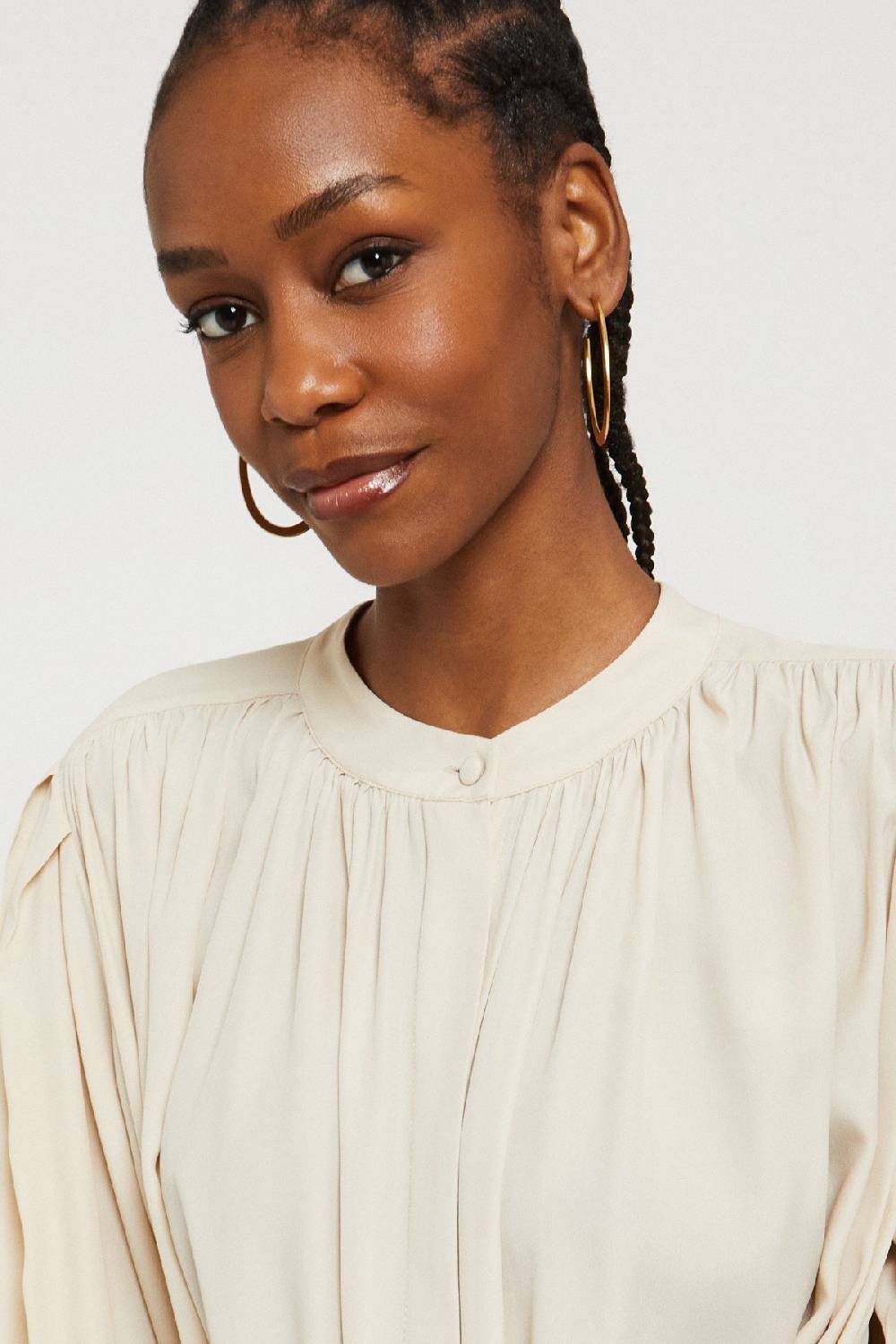 ottod'Ame Silk-blend draped blouse Nuovo