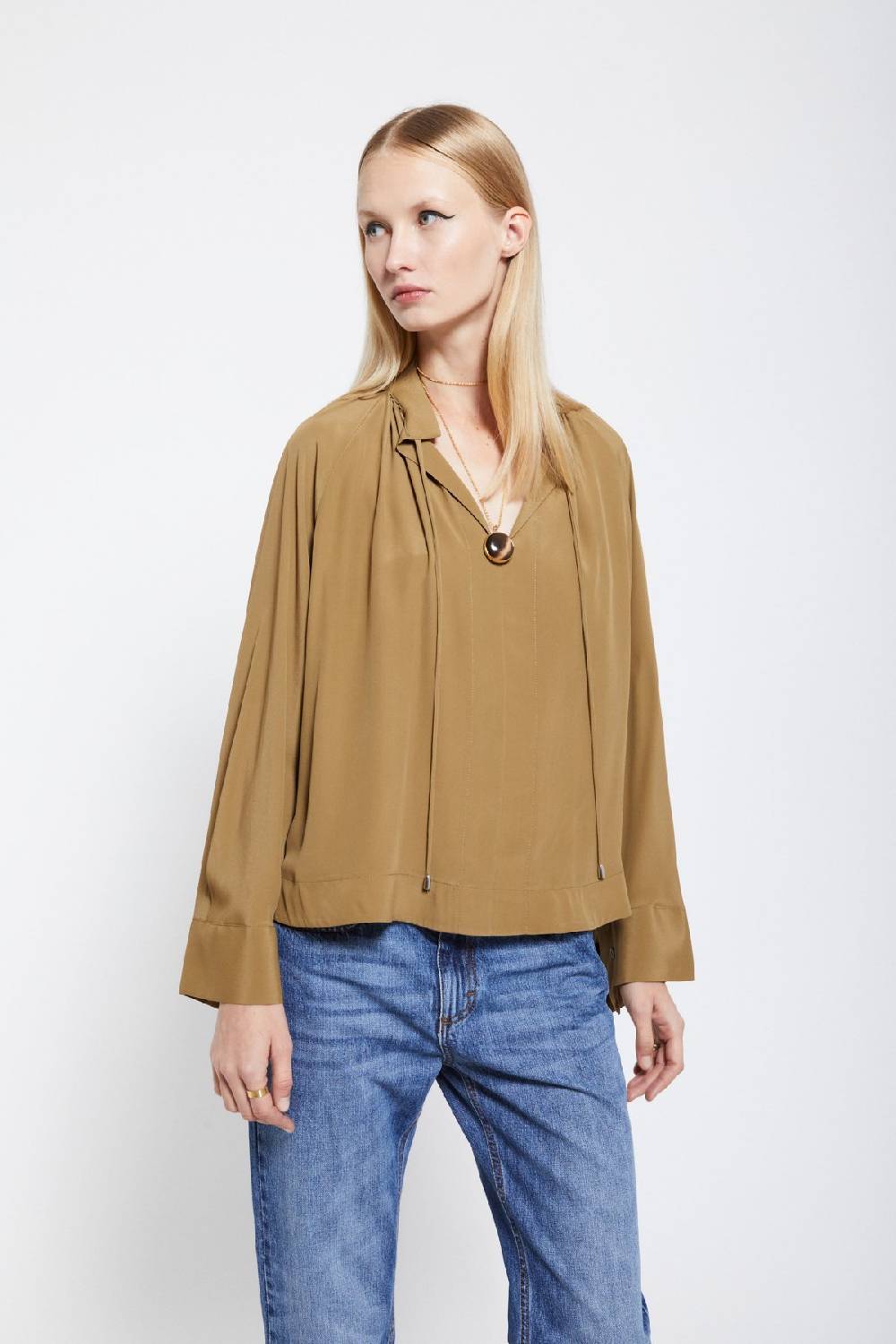 ottod'Ame Silk-blend blouse with drawstring Pezzi Unici