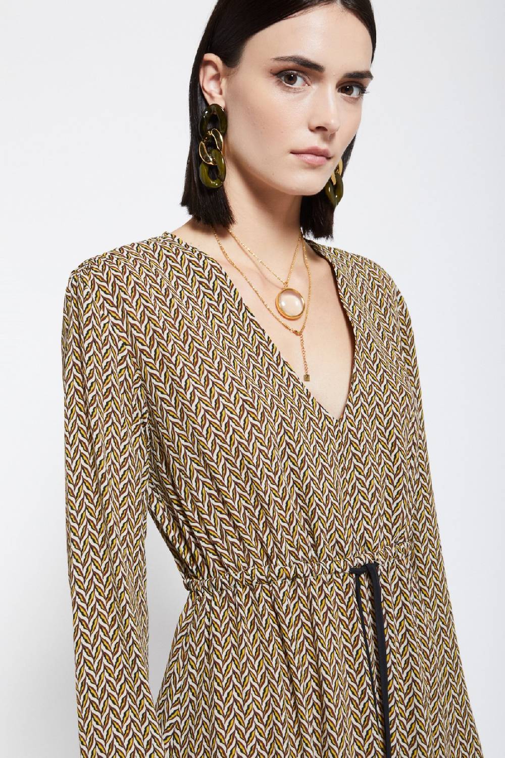 ottod'Ame Viscose midi dress with drawstring Qualità Garantita