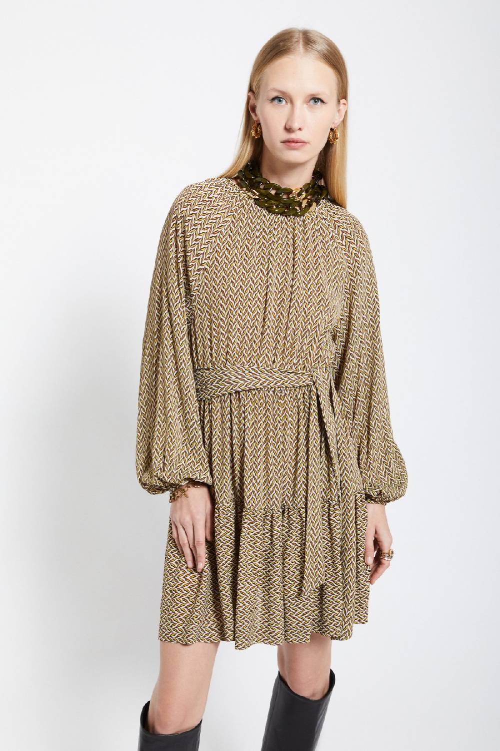 ottod'Ame Viscose short dress with sash Consegna Veloce