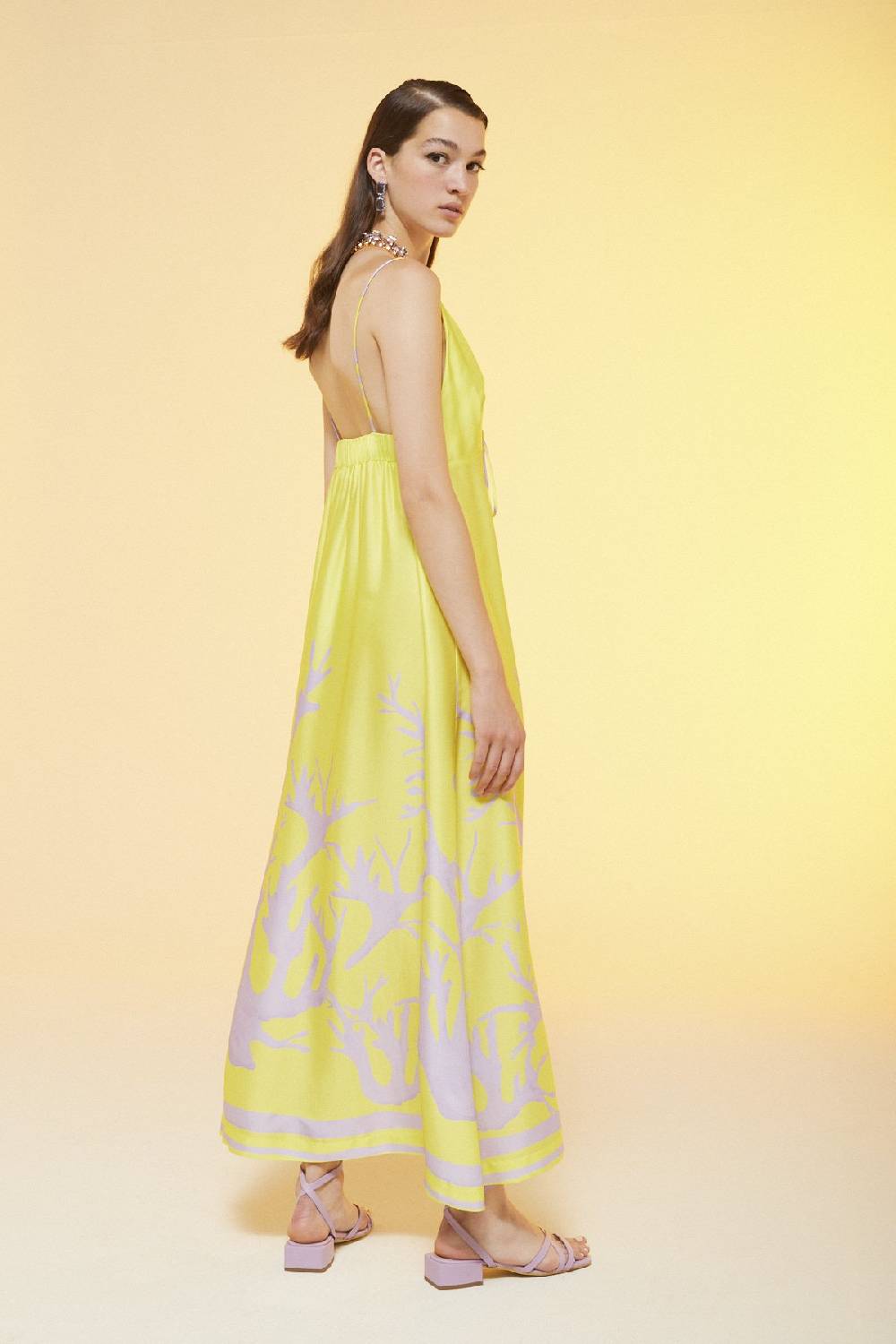 ottod'Ame Printed viscose fluid long dress Shopping Online