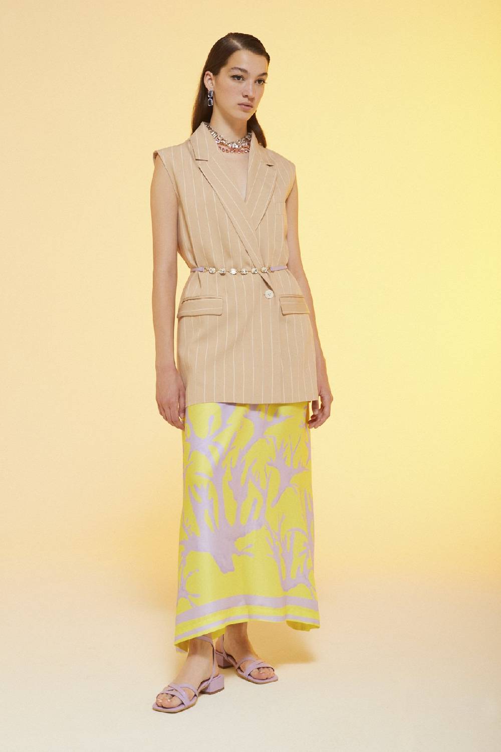 ottod'Ame Printed viscose fluid long dress Shopping Online