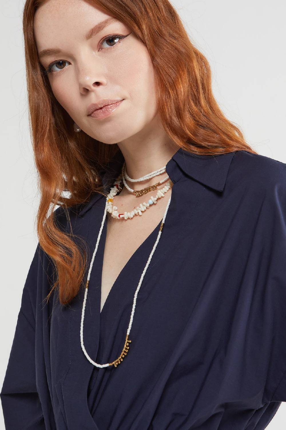 ottod'Ame Poplin midi dress with drawstring Vendita
