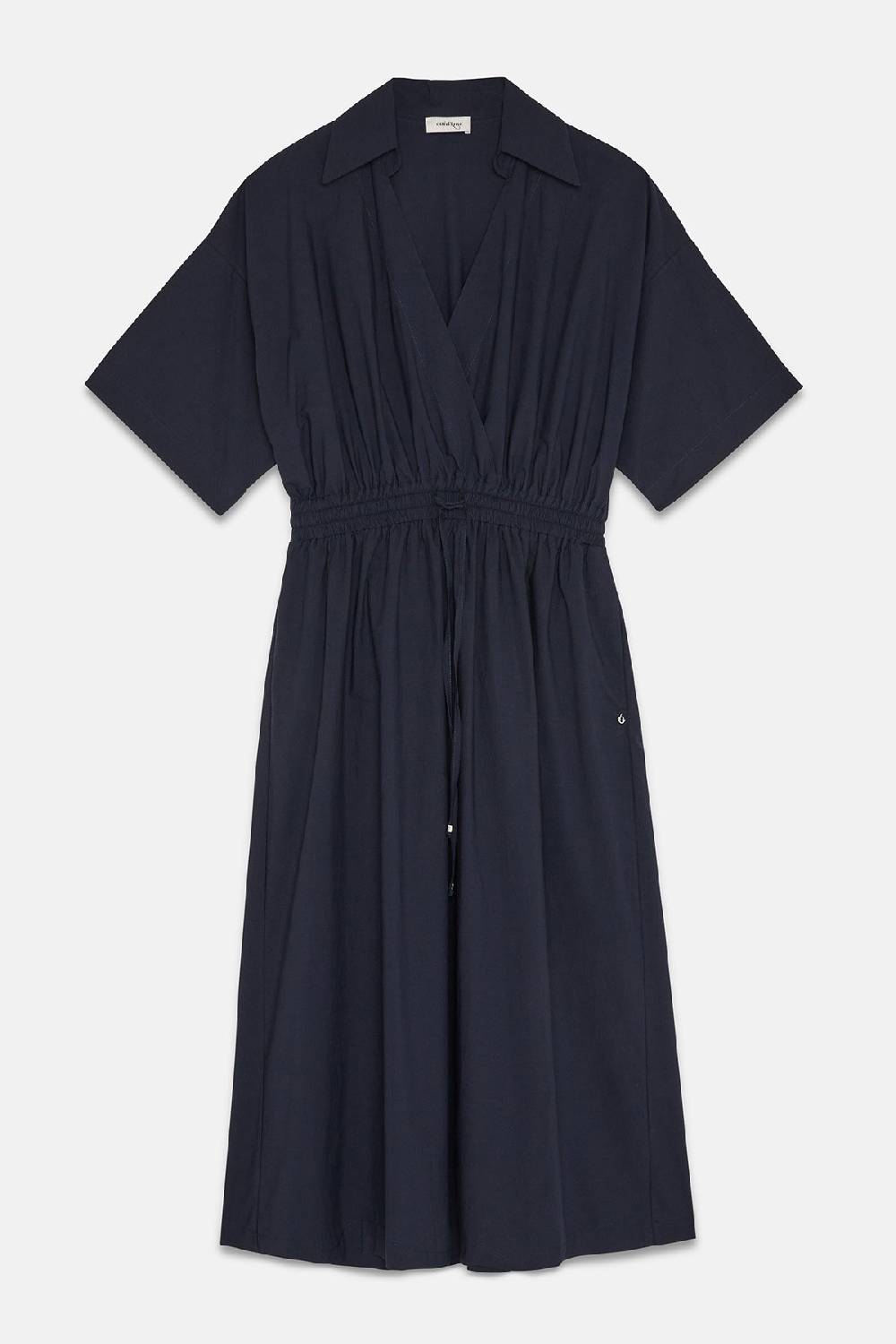 ottod'Ame Poplin midi dress with drawstring Vendita