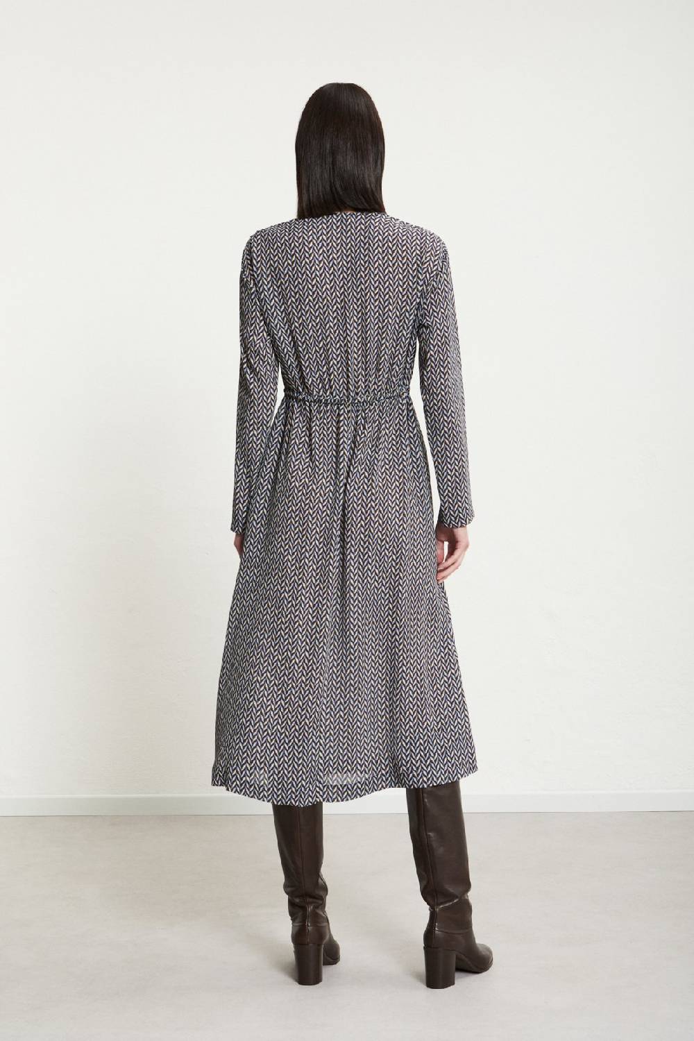 ottod'Ame Viscose midi dress with drawstring Consegna Veloce