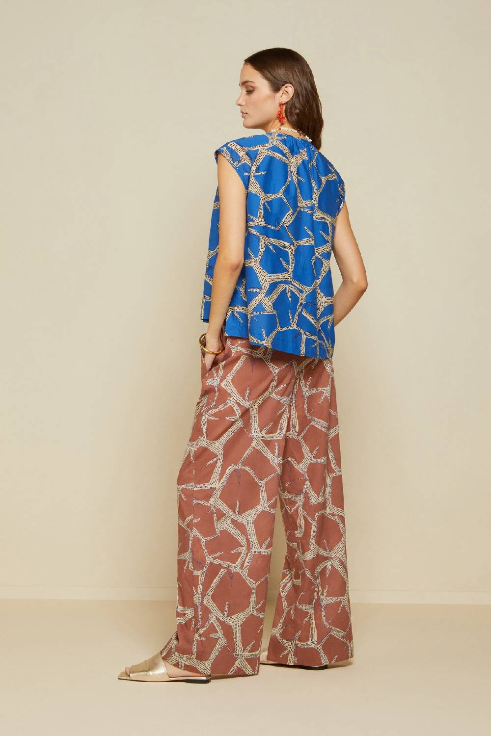 ottod'Ame Printed cotton palazzo trousers Offerte
