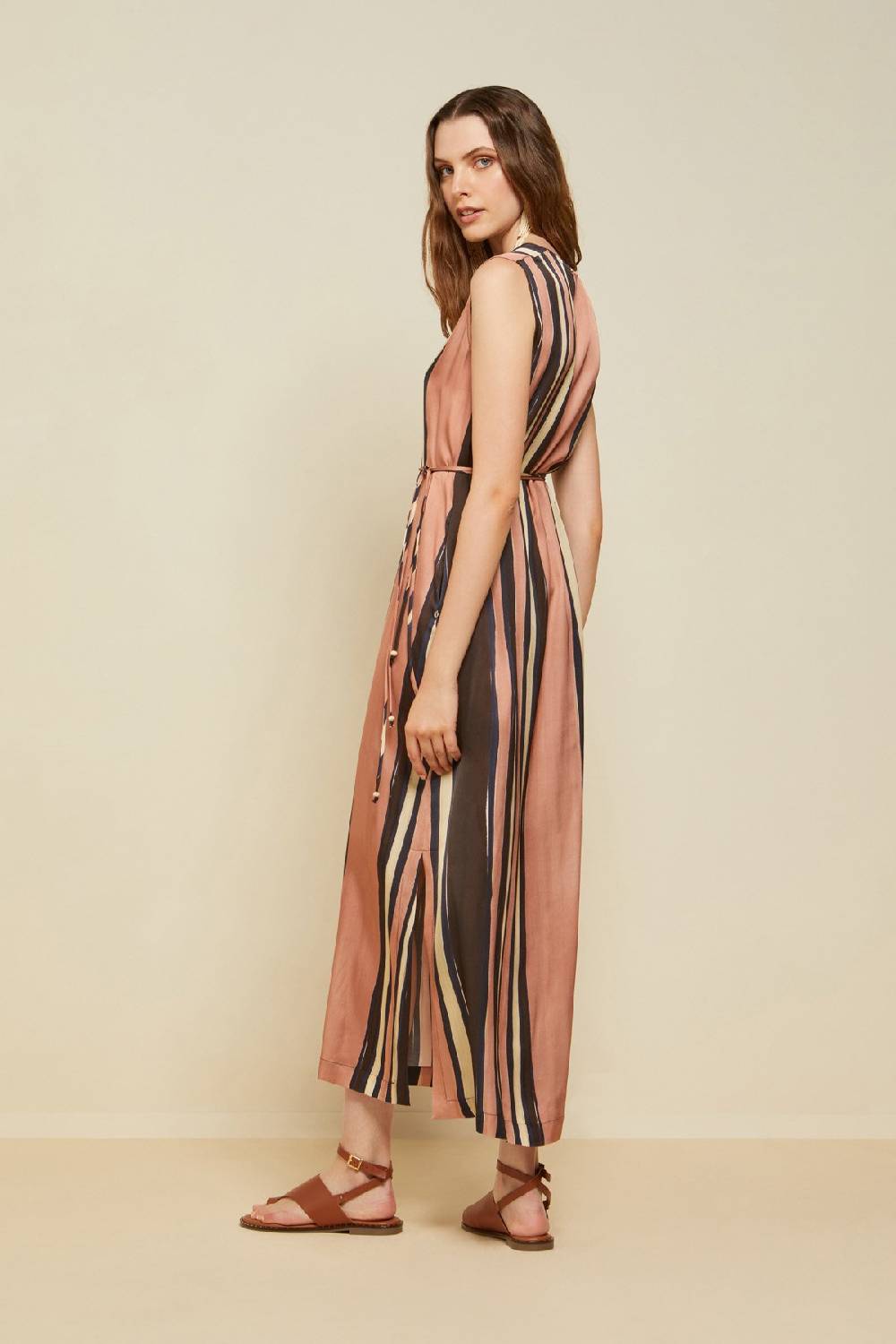 ottod'Ame Sleeveles viscose long dress with belt Negozio