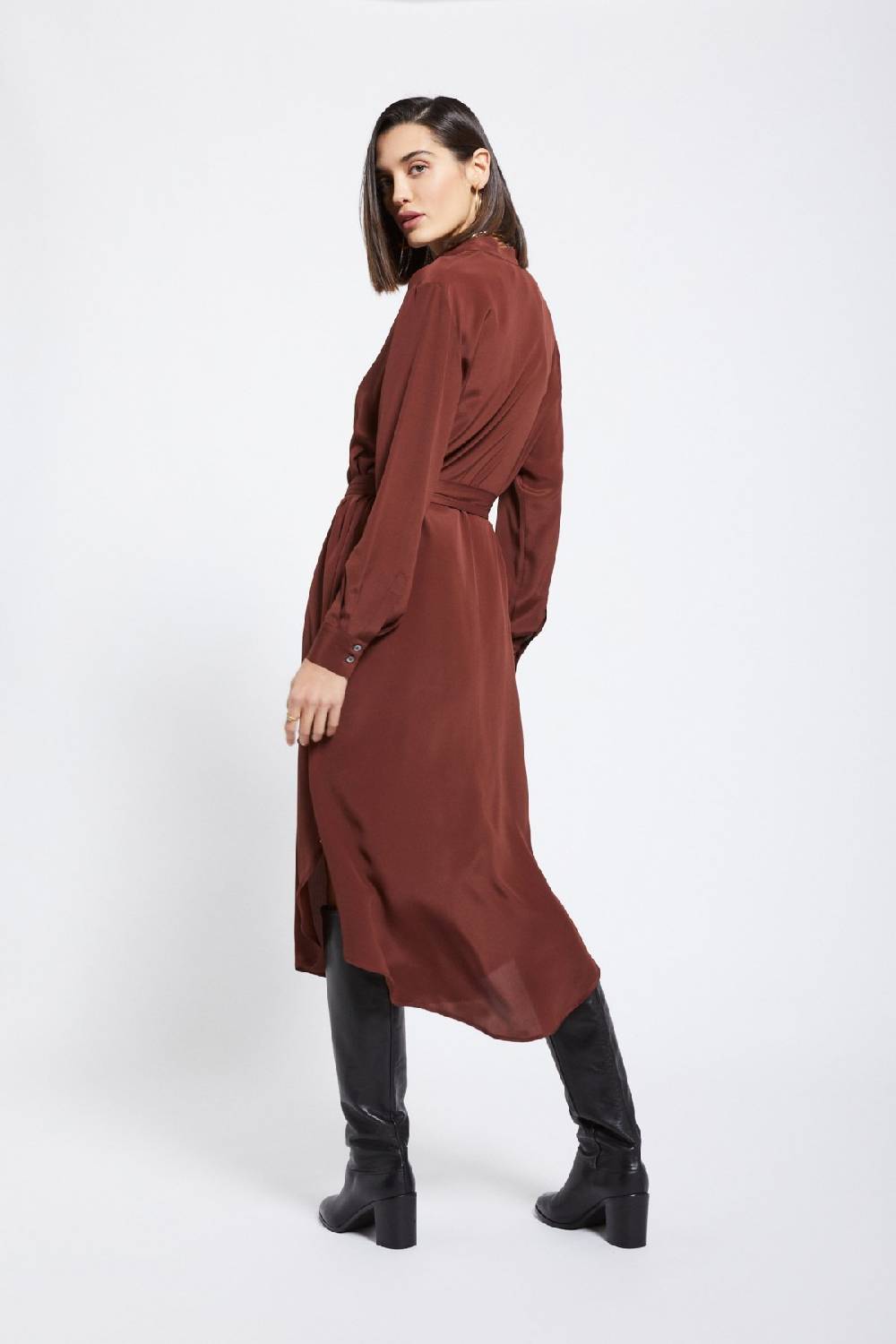 ottod'Ame Silk-blend midi dress with sash Italia