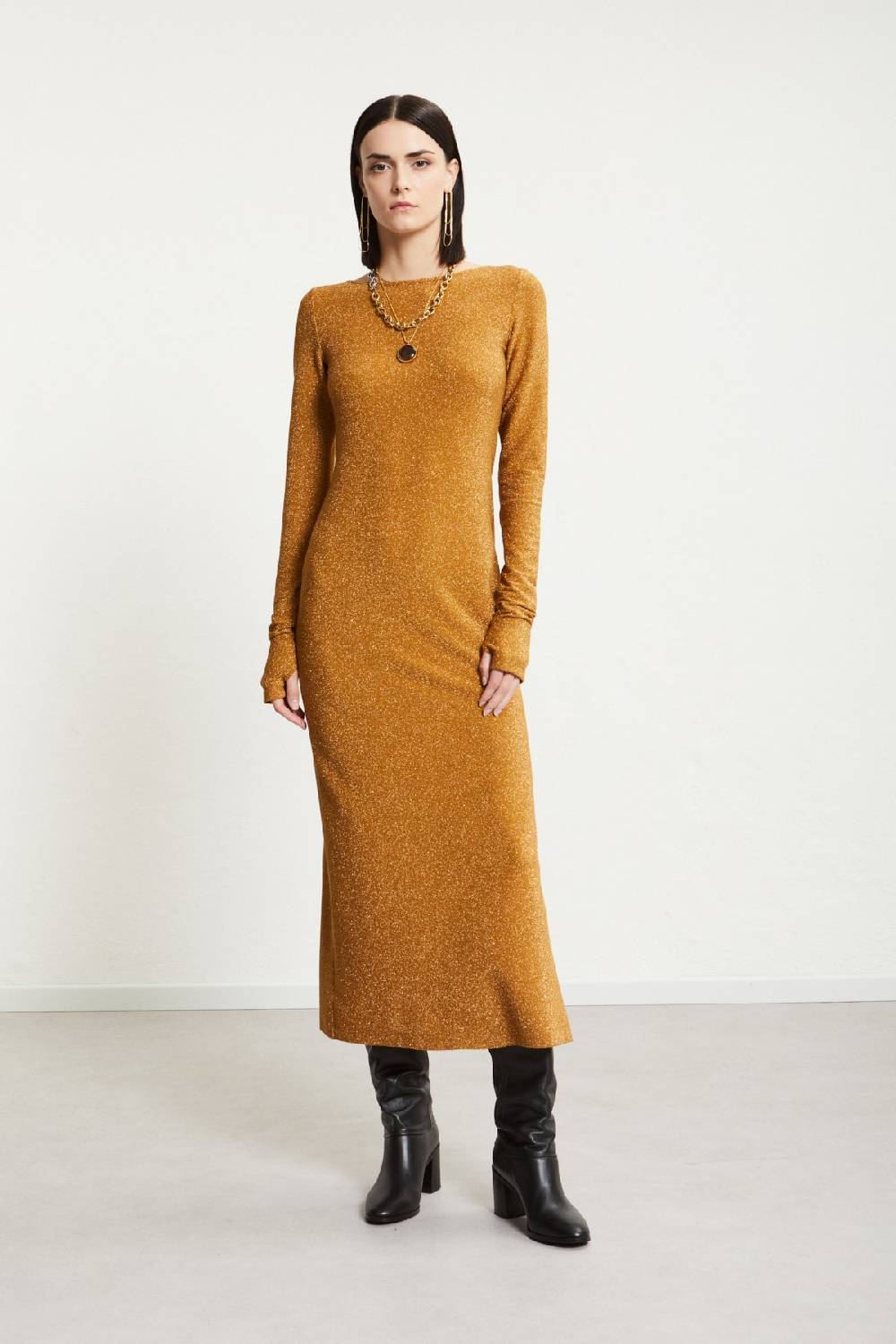 ottod'Ame Viscose long dress with lurex Affare Del Giorno
