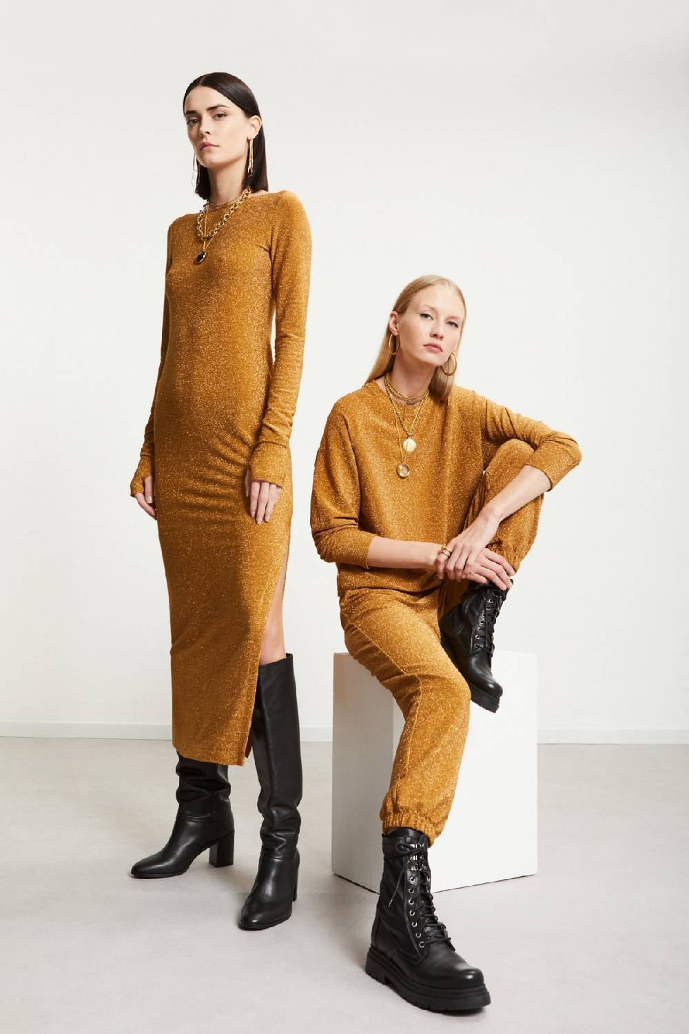 ottod'Ame Viscose long dress with lurex Affare Del Giorno