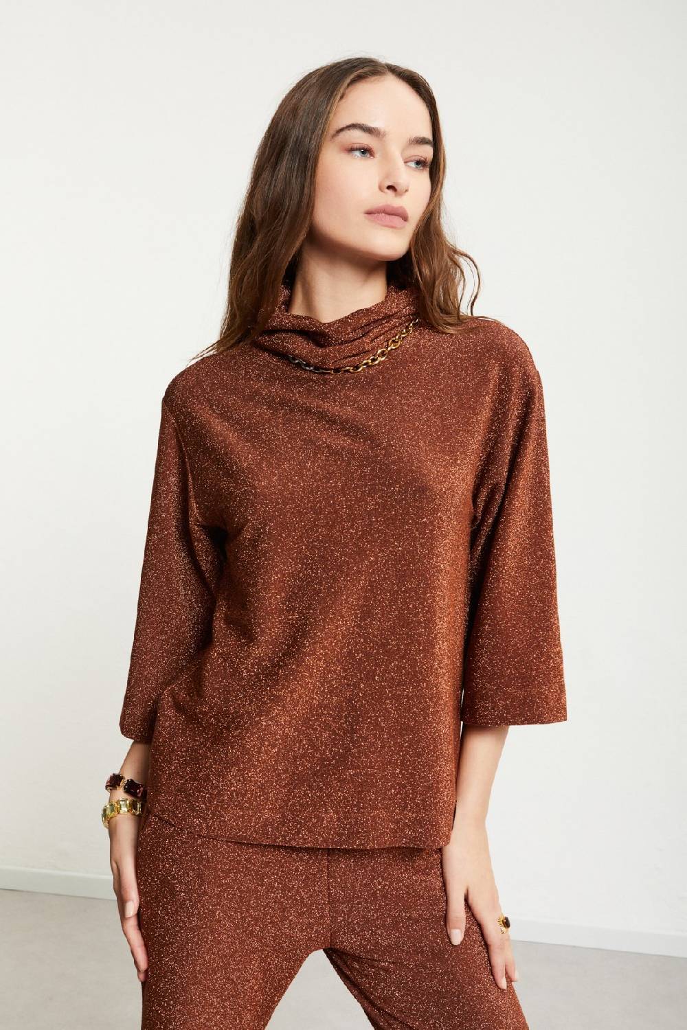 ottod'Ame Viscose blouse with lurex and flared sleeves Soddisfazione Garantita