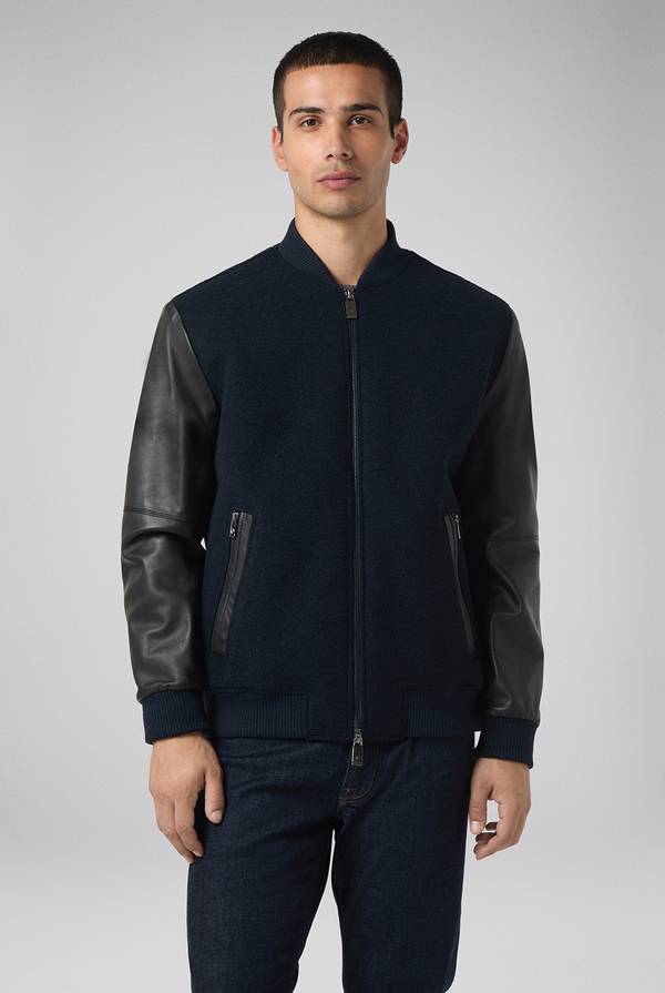 Pal Zileri Varsity Jacket in lana tecnica con maniche in pelle Negozio