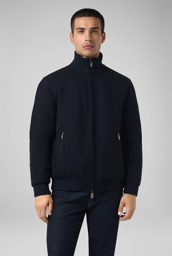 Pal Zileri Bomber in lana tecnica con finiture in maglia a contrasto Moda