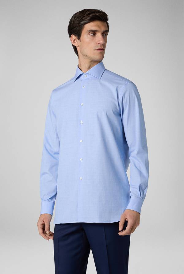 Pal Zileri Camicia Principe di Galles azzurra In Saldo