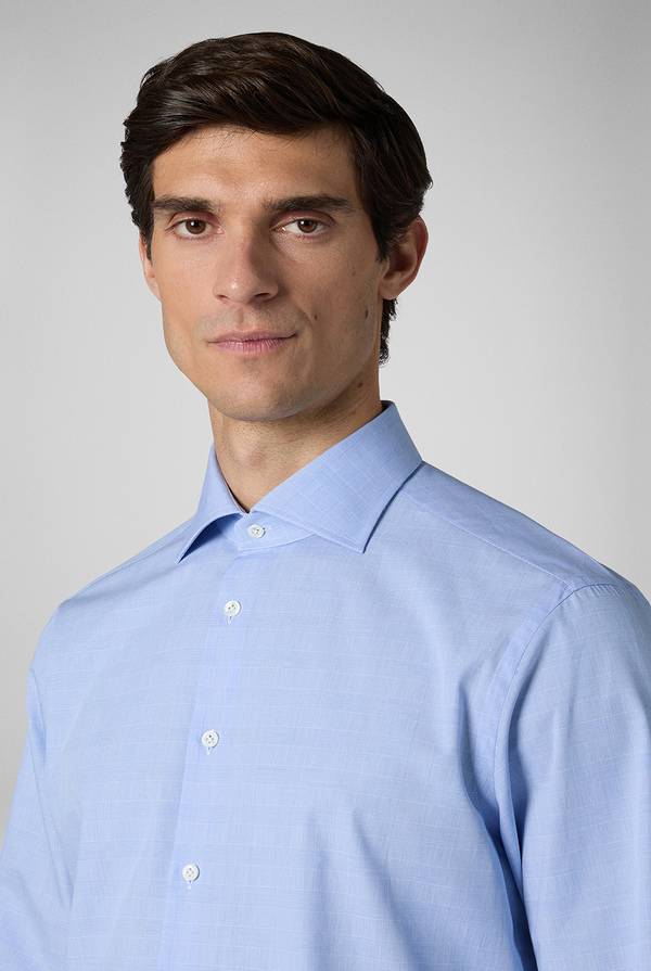 Pal Zileri Camicia Principe di Galles azzurra In Saldo