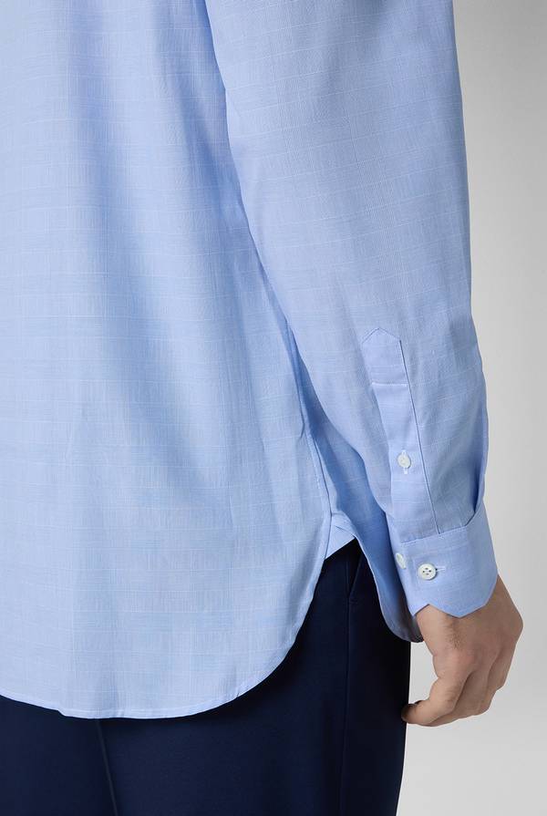Pal Zileri Camicia Principe di Galles azzurra In Saldo